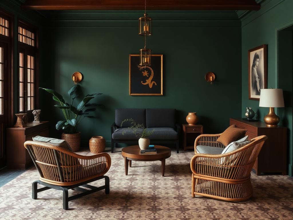 Phòng khách phong cách Đông Dương hiện đại – LuckySpace