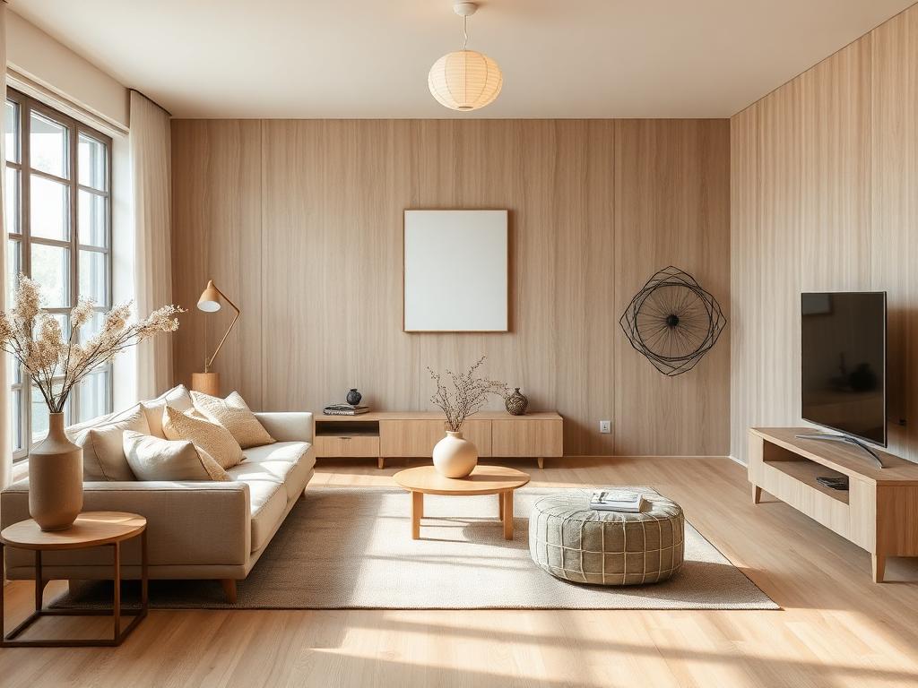 Phòng khách phong cách Japandi – LuckySpace